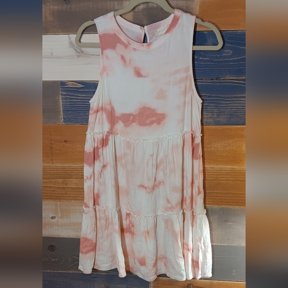 Altar'd State Minidress M Pink Tie Dye Tiered Dress